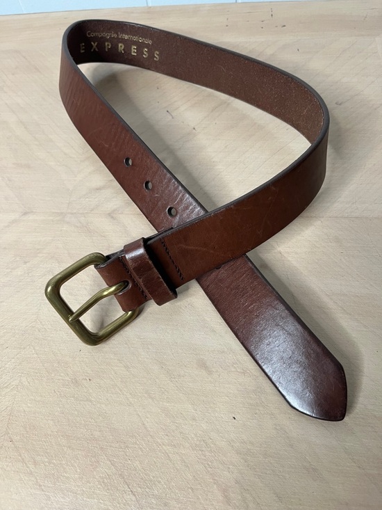 Express Accessories - Express Women's Brown Italian Leather Belt with Brass Buckle Size @